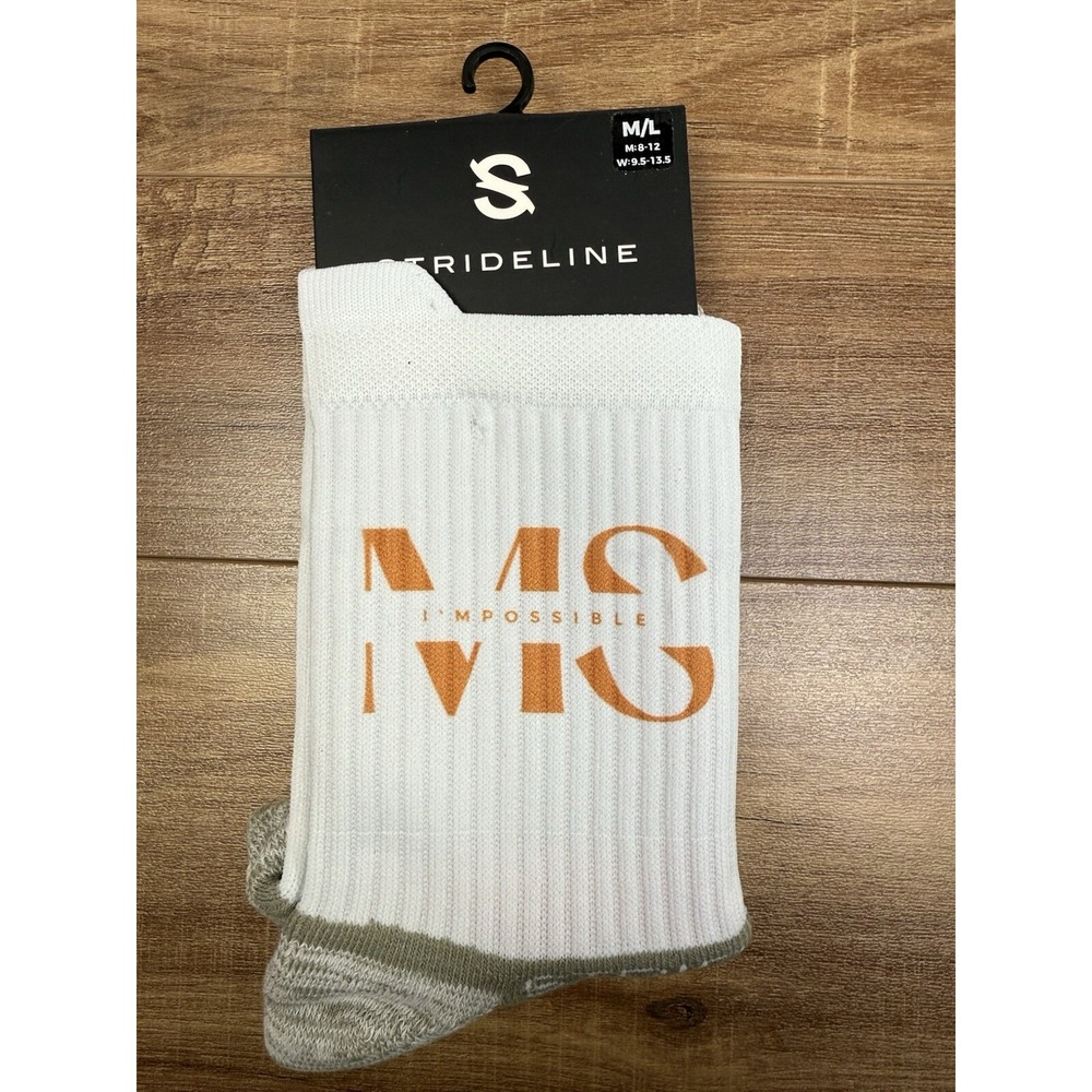NWT Strideline Socks Men's M/L 8-12 MS I'm‎ Possible White Orange